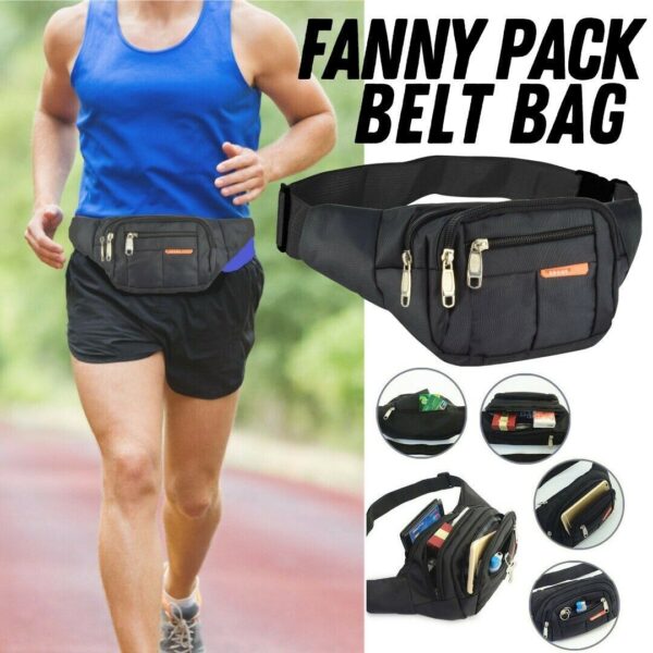 Waist Bag Fanny Pack For Men Women Hip Belt Bum Pouch Sport Travel Purse Unisex - Image 9