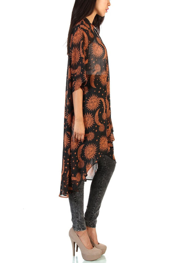 Star Moon Printed Thin Chiffon Cardigan - Image 2