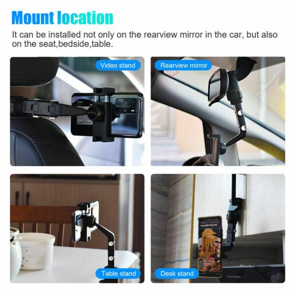 Universal 360 Rotation Car Rear View Mirror Mount Stand GPS Cell Phone Holder US - Image 2