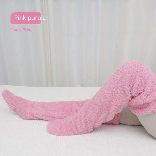 Over Knee High Fuzzy Long Socks Winter Warm Cold Leg Knee Joint Cold-proof Stockings Home Floor Sleeping Socks - Image 10