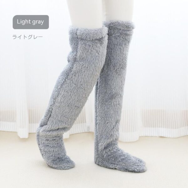 Over Knee High Fuzzy Long Socks Winter Warm Cold Leg Knee Joint Cold-proof Stockings Home Floor Sleeping Socks - Image 4