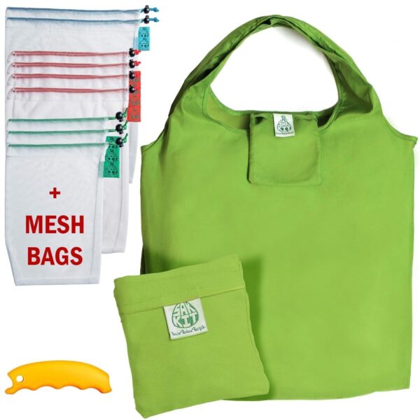 Reusable Grocery Shopping Tote Bag Fruit Veg Mesh Produce Bags With Drawstring - Image 7