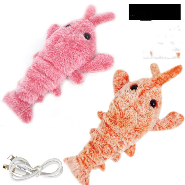 Pet Toys Electric Jumping Shrimp USB Charging Simulation Lobster Funny Cat Plush Pets Toy - Image 3