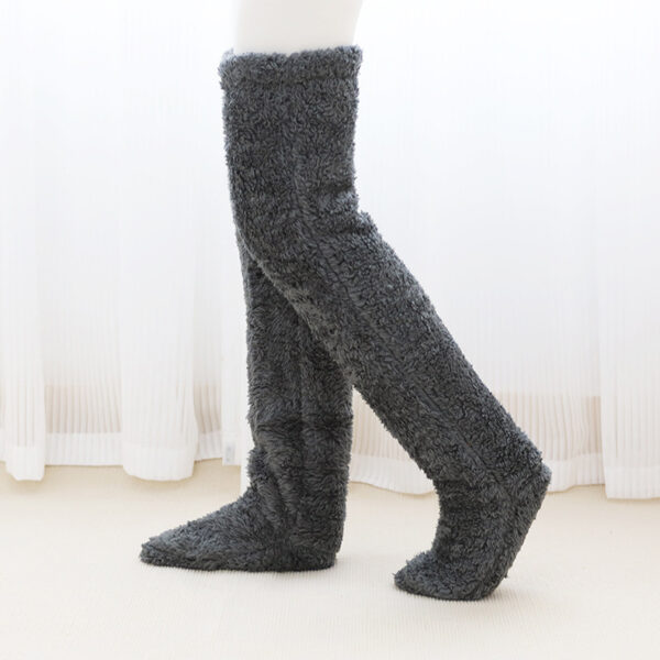 Over Knee High Fuzzy Long Socks Winter Warm Cold Leg Knee Joint Cold-proof Stockings Home Floor Sleeping Socks - Image 9