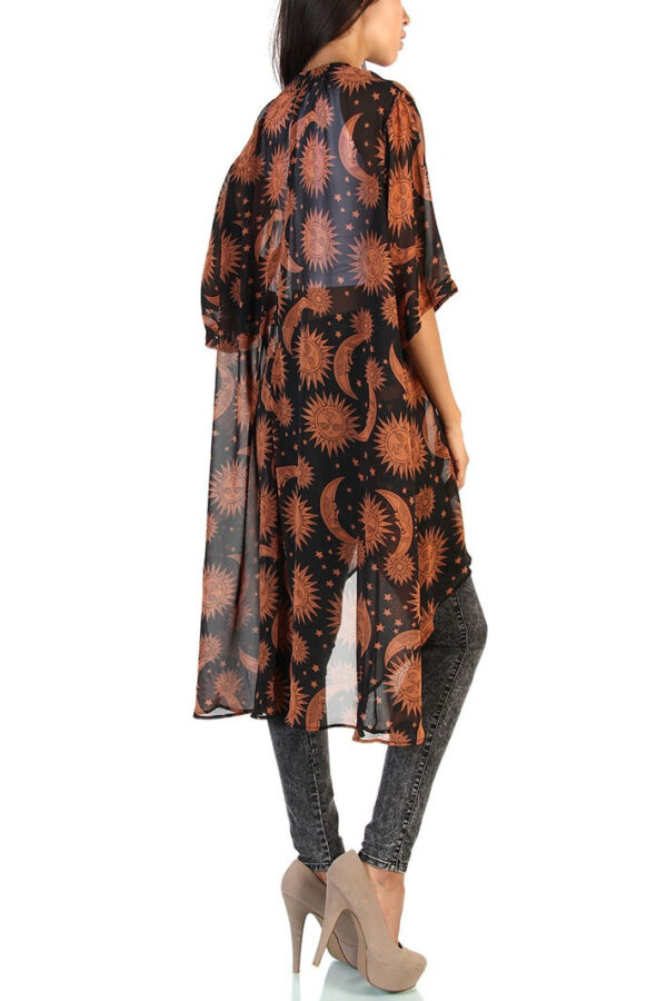 Star Moon Printed Thin Chiffon Cardigan - Image 8