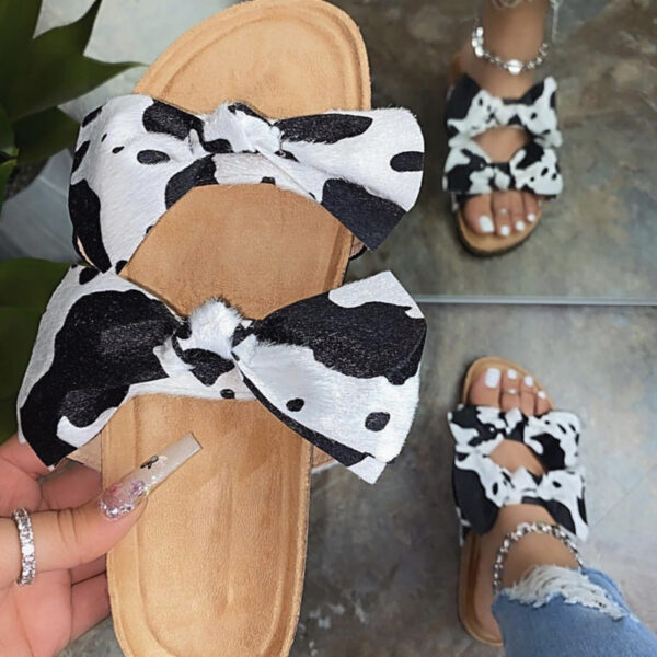 Fashion Simple Bowknot Flat Bottom Women's Shoes Slippers - Image 3