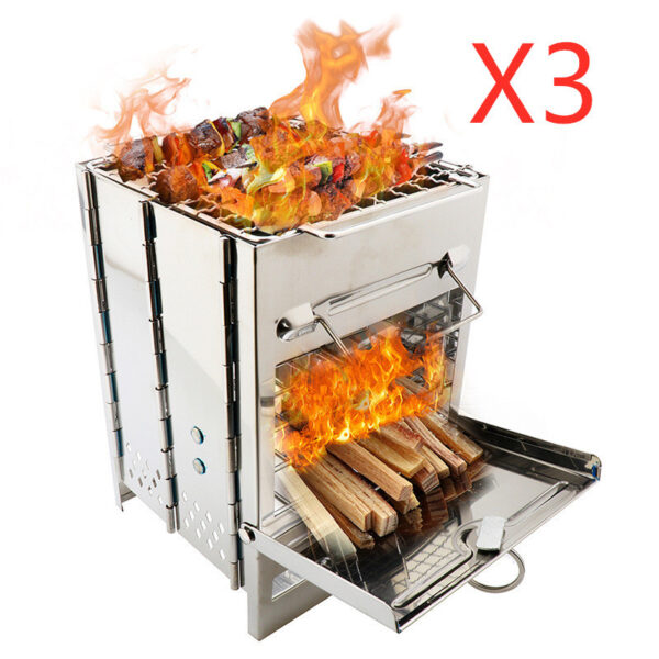 Lightweight Camping Wood Stove Adjustable Folding Wood Stove Burning for Outdoor Cooking Picnic Hunting BBQ Windproof - Image 5