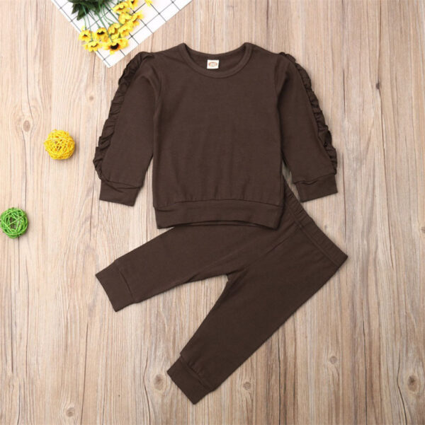 Newborn Baby Boys Girls Ruffles Jumper Solid Long Sleeve Sweatshirt Tops Pants Infant Kids 2Pcs Outfits Clothes Set Fall Clothes - Image 5