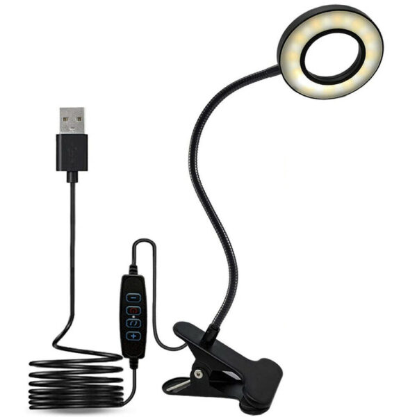 Clip On Desk Lamp LED Flexible Arm USB Dimmable Study Reading Table Night Light - Image 7