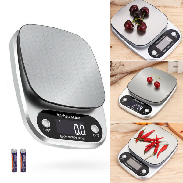 Digital Kitchen Food Diet Scale, Multifunction Weight Balance 22lbs 1g Kitchen Scale Stainless Steel Weighing Scale For Food Diet Postal Balance Measuring - Image 2