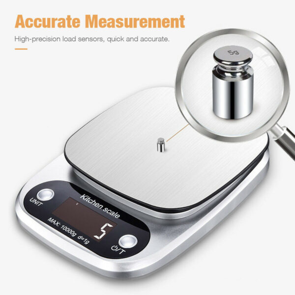 Digital Kitchen Food Diet Scale, Multifunction Weight Balance 22lbs 1g Kitchen Scale Stainless Steel Weighing Scale For Food Diet Postal Balance Measuring - Image 5