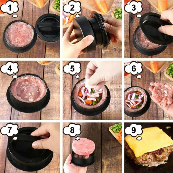 Burger Press Stuffed Patty Maker Mold Slider EASY Homemade Hamburger Making Tool - Image 9