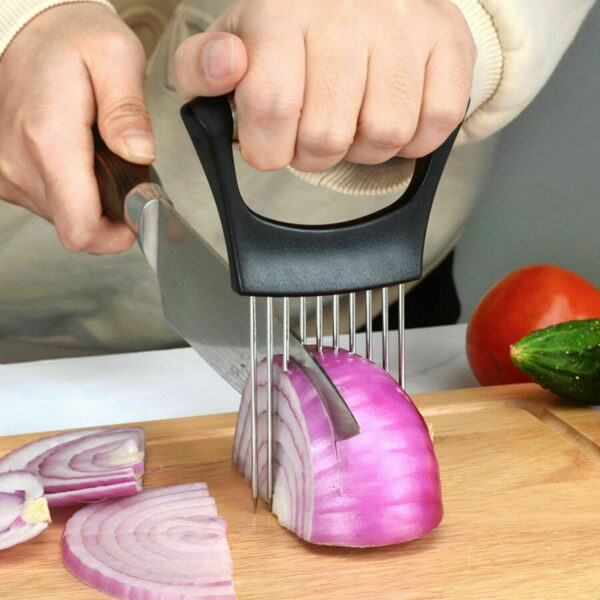 Food Slice Assistant - Stainless Steel Onion Holder Slicer Tomato Cutter NonSlip - Image 8