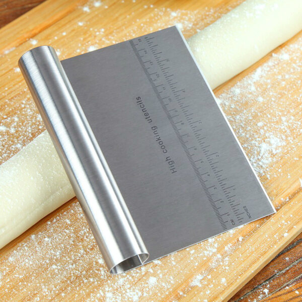 Stainless Steel Pastry Spatulas Cutter With Scale Pizza Dough Scraper Fondant Cake Decoration Tools Baking Kitchen Accessories Dough Cake Stainless Steel Pizza Flour Tool Cutter Chopper Scraper - Image 5