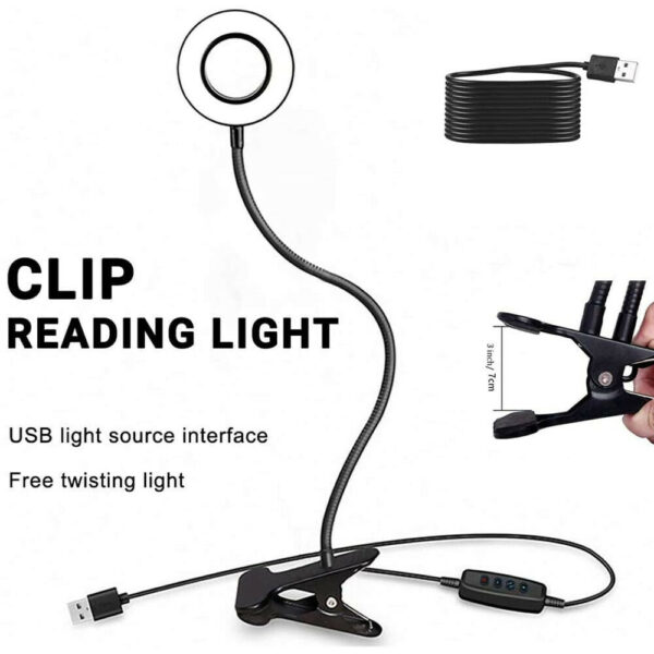 Clip On Desk Lamp LED Flexible Arm USB Dimmable Study Reading Table Night Light - Image 4