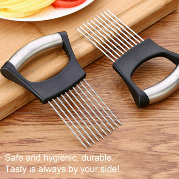 Food Slice Assistant - Stainless Steel Onion Holder Slicer Tomato Cutter NonSlip - Image 4