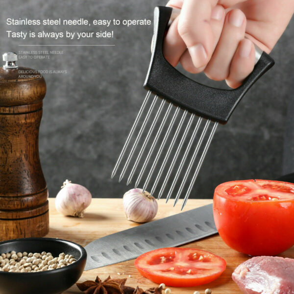 Food Slice Assistant - Stainless Steel Onion Holder Slicer Tomato Cutter NonSlip - Image 5