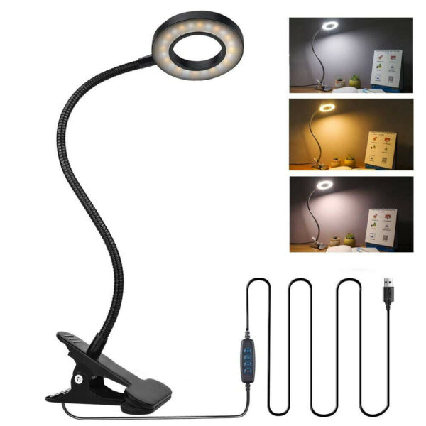 Clip On Desk Lamp LED Flexible Arm USB Dimmable Study Reading Table Night Light - Image 3