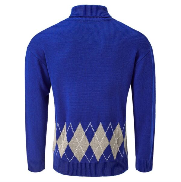 Men's Vintage Argyle Turtlenecks Sweater Thermal Knitted Pullover - Image 3