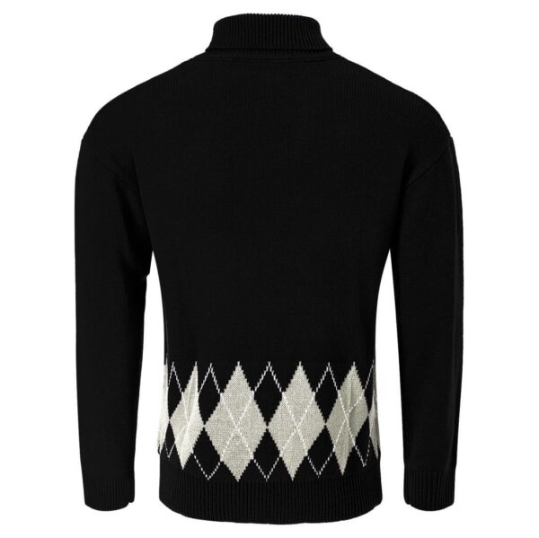 Men's Vintage Argyle Turtlenecks Sweater Thermal Knitted Pullover - Image 2