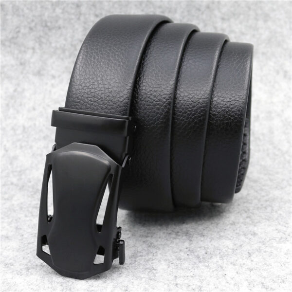 Microfiber Leather Ratchet Belt Adjustable Automatic Buckle Black Belts For Men - Image 6