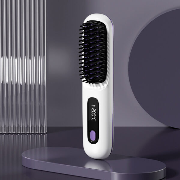 2 In 1 Straight Hair Comb Wireless Hair Straightener Brush Hair Fast Heating Portable Hot Curler USB Charging - Image 9