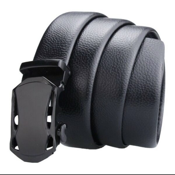 Microfiber Leather Ratchet Belt Adjustable Automatic Buckle Black Belts For Men - Image 9