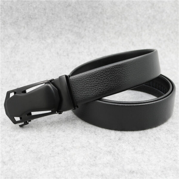 Microfiber Leather Ratchet Belt Adjustable Automatic Buckle Black Belts For Men - Image 7