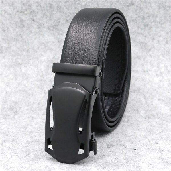 Microfiber Leather Ratchet Belt Adjustable Automatic Buckle Black Belts For Men - Image 8