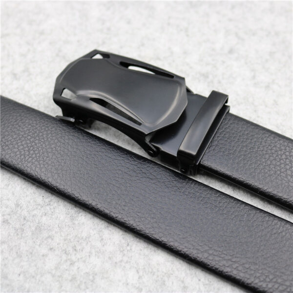 Microfiber Leather Ratchet Belt Adjustable Automatic Buckle Black Belts For Men - Image 3