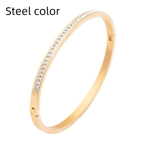 Single Row Stainless Steel Bracelet With Diamond Opening - Image 6