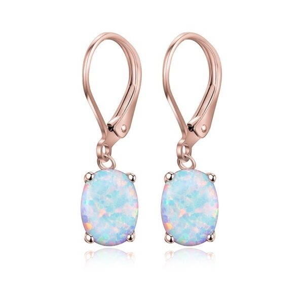 Four-claw Oval Opal Earrings European And American Ornament - Image 2