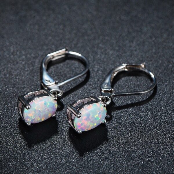 Four-claw Oval Opal Earrings European And American Ornament - Image 5