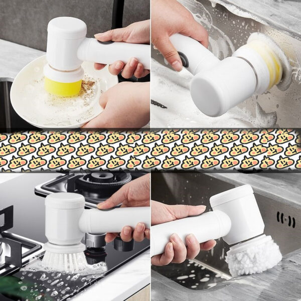 Kitchen Supplies Multifunctional Brush Electric Scrubber Rechargeable Dishwashing Brush Automatic Range Hood Stove - Image 10