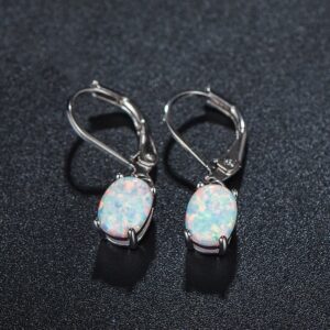 Four-claw Oval Opal Earrings European And American Ornament